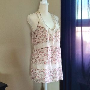 Robin K Sleeveless Floral and Lace Women's Tank Top Sz L